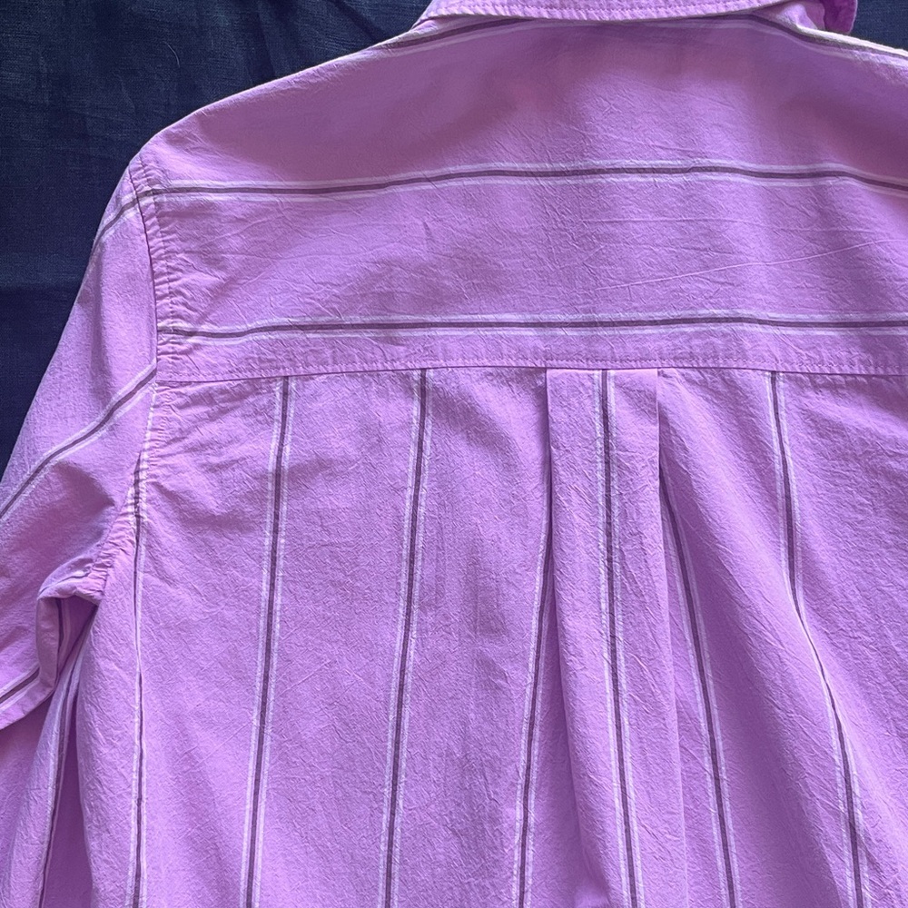 Madewell Signature Poplin Oversized Boyshirt in Stripe Pink Striped Shirt - Picture 9 of 10